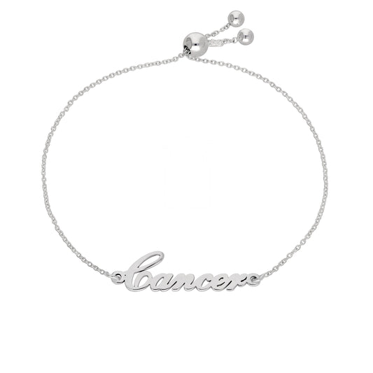 Bracelet réglable en argent sterling avec nom Cancer