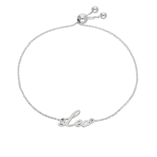Bracelet réglable en argent sterling avec nom Lion