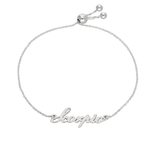 Bracelet réglable en argent sterling avec nom Scorpion