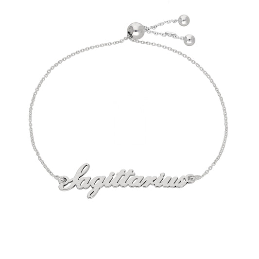 Bracelet réglable en argent sterling avec nom Sagittaire
