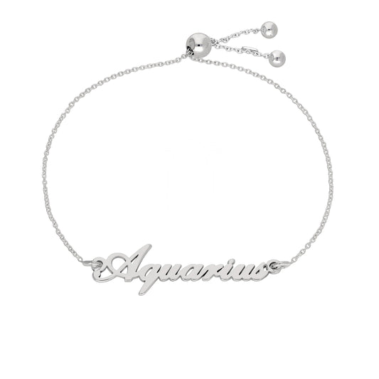 Bracelet réglable en argent sterling avec nom Verseau