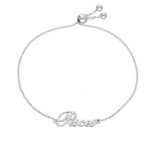 Bracelet réglable en argent sterling avec nom Poissons