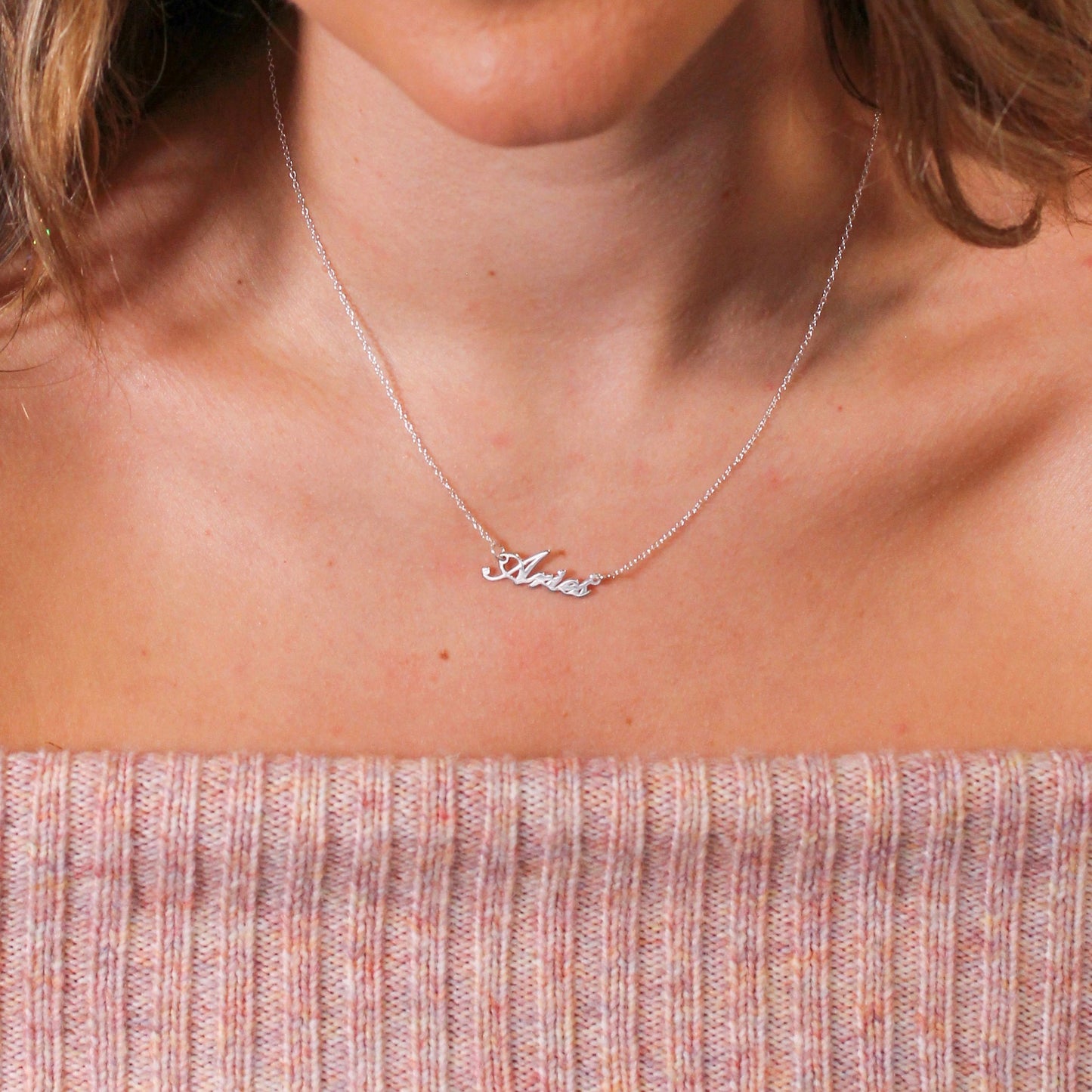 Collier en argent sterling avec signe astrologique Bélier de 43 cm