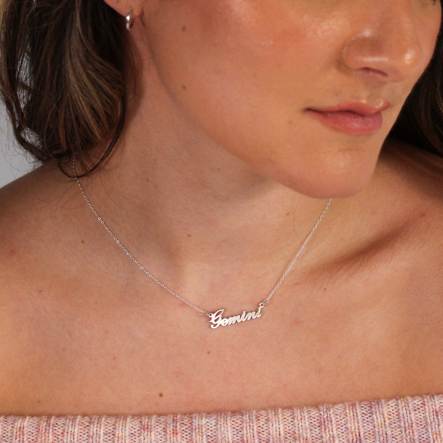 Collier signe astrologique Gémeaux en argent sterling de 43 cm