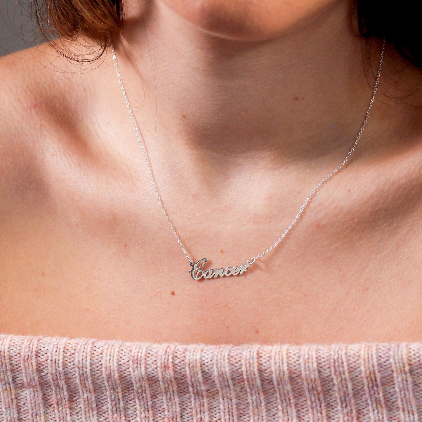 Collier en argent sterling avec le signe astrologique du Cancer, 43 cm