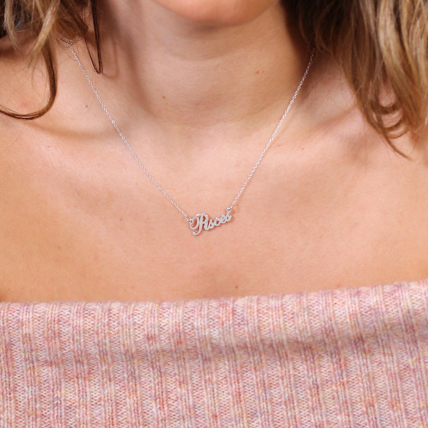 Collier signe astrologique Poissons en argent sterling de 43 cm