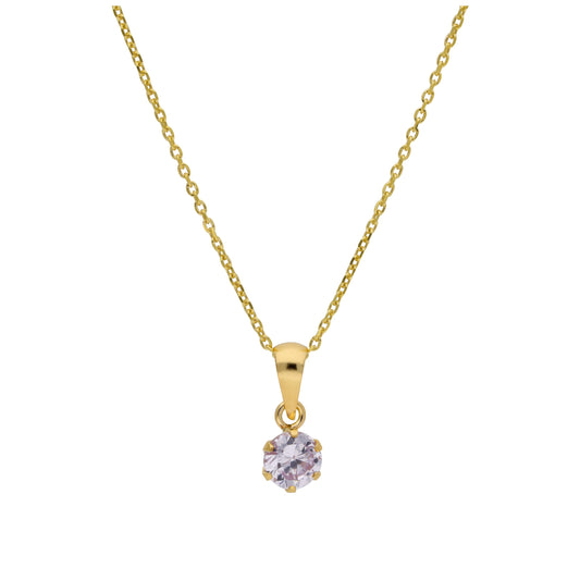 Collier en or 9 carats avec alexandrite ronde de 5 mm et zircone cubique, 40 à 50 cm