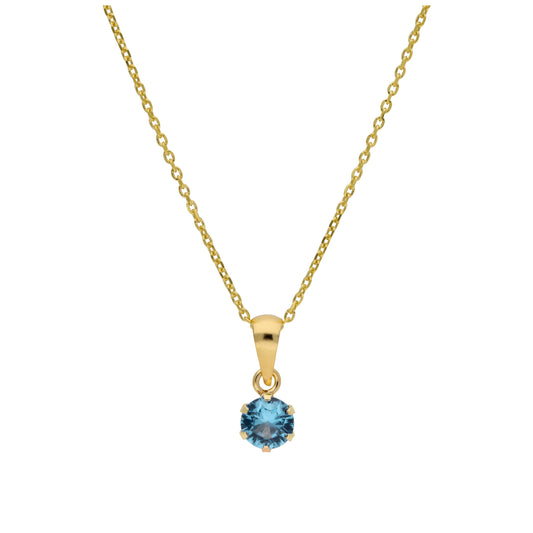 Collier en or 9 carats avec tanzanite ronde de 5 mm et zircone cubique, 40 à 50 cm