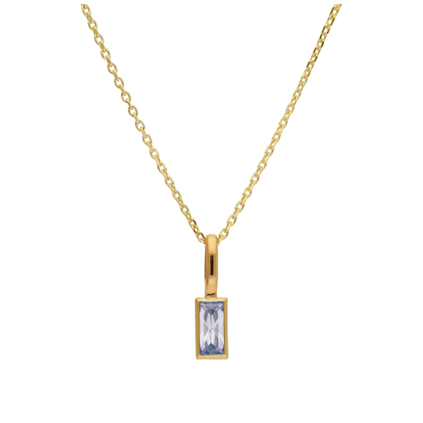 Collier en or 9 carats avec alexandrite baguette et zircone cubique, 40 à 50 cm