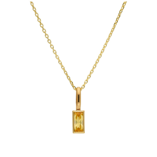 Collier en or 9 carats avec citrine baguette et zircone cubique, 40 à 50 cm