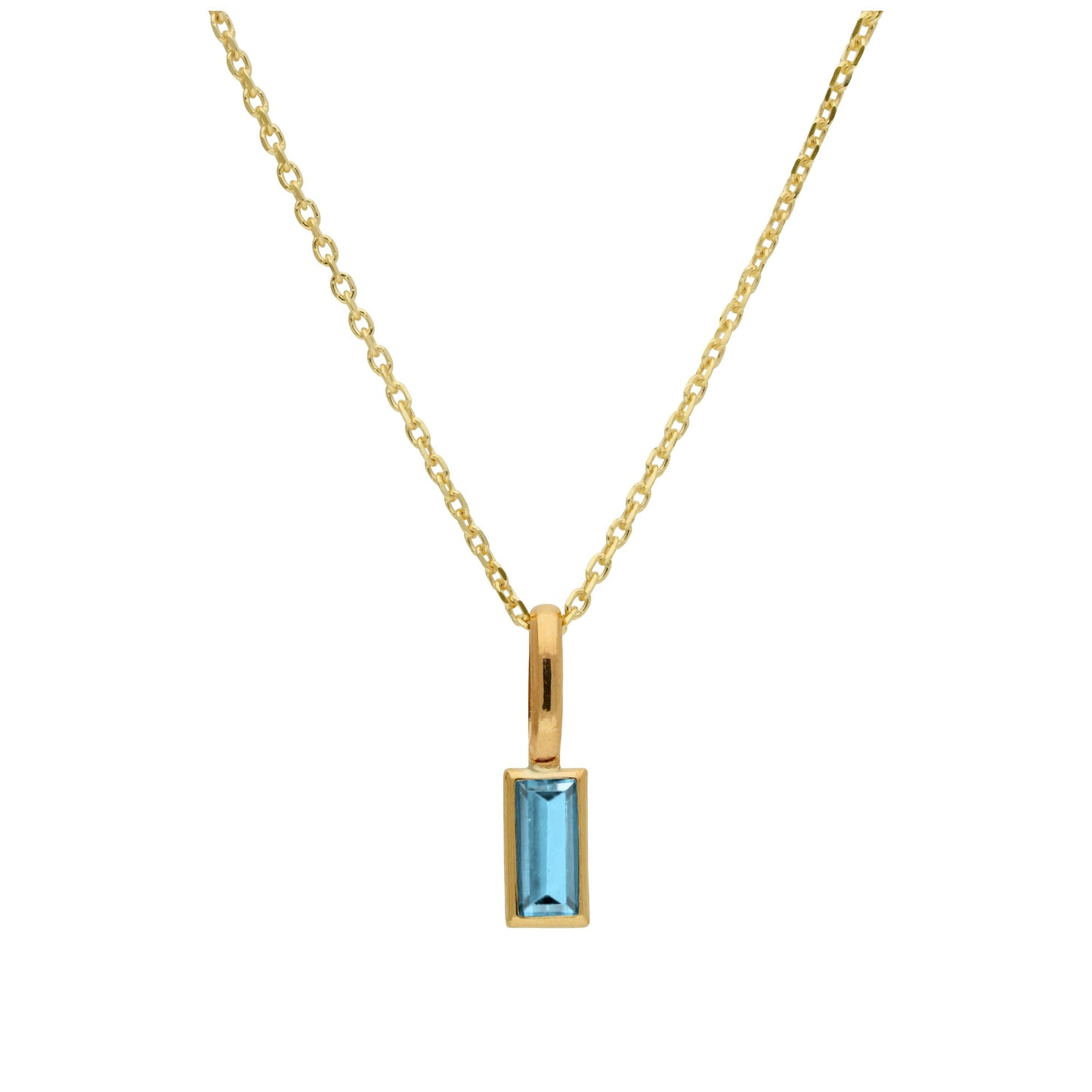 Collier en or 9 carats avec tanzanite baguette et zircone cubique, 40 à 50 cm