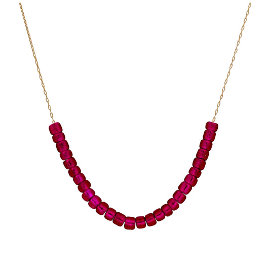 Collier en or 9 carats avec rubis et zircone cubique, pierre de naissance de juillet