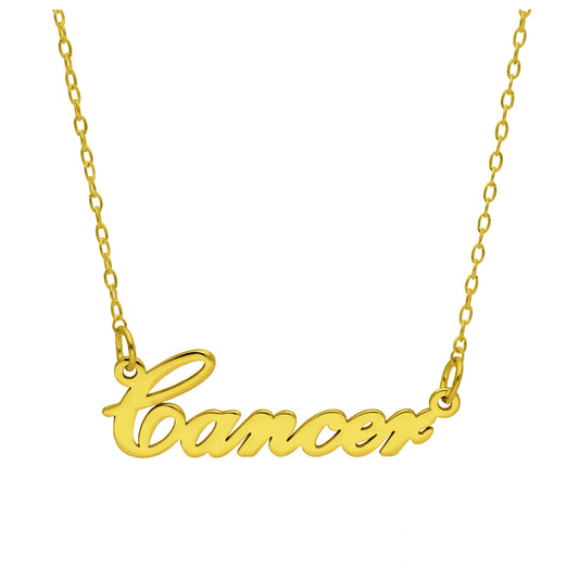 Collier sur mesure en argent sterling plaqué or avec signe astrologique du Cancer, 43 cm