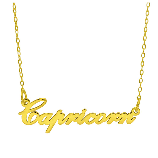 Collier sur mesure en argent sterling plaqué or avec signe astrologique Capricorne de 43 cm