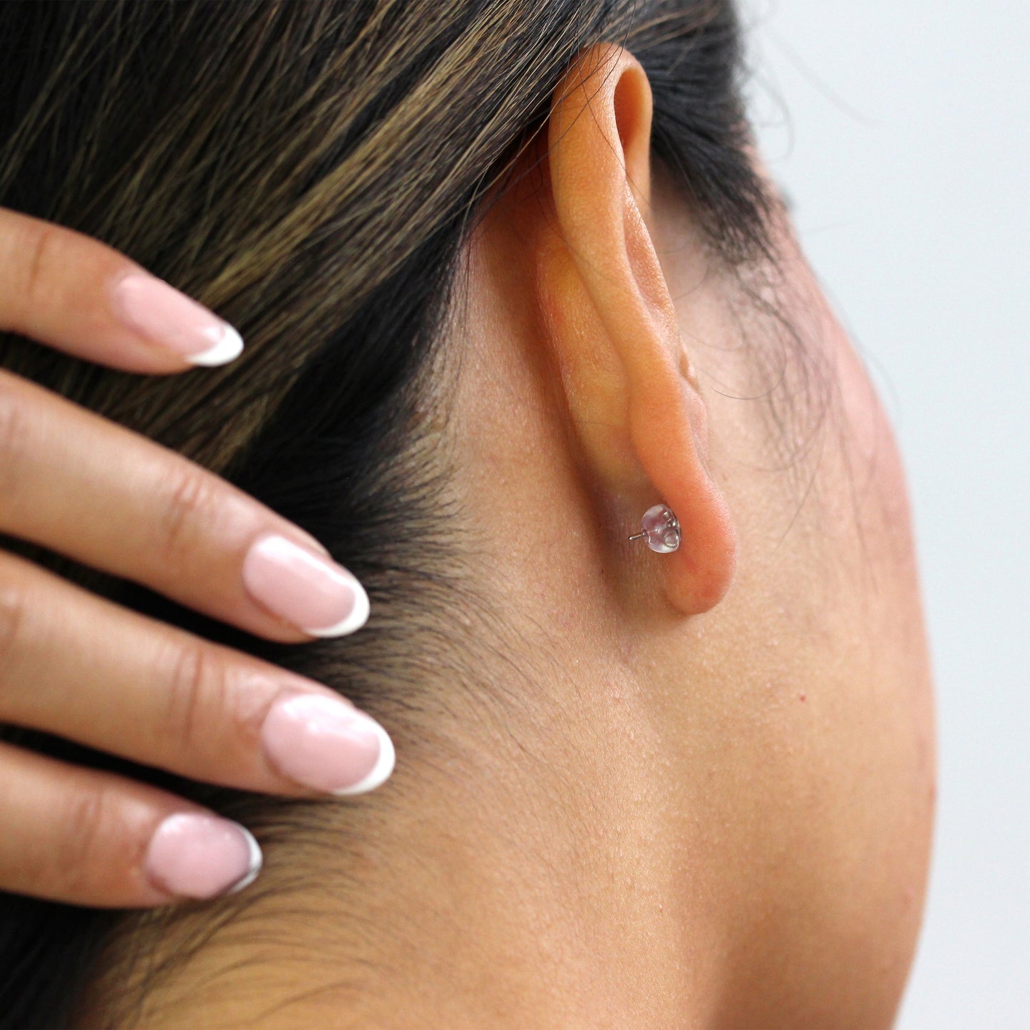 Paire de fermoirs de boucles d'oreilles en silicone et argent sterling