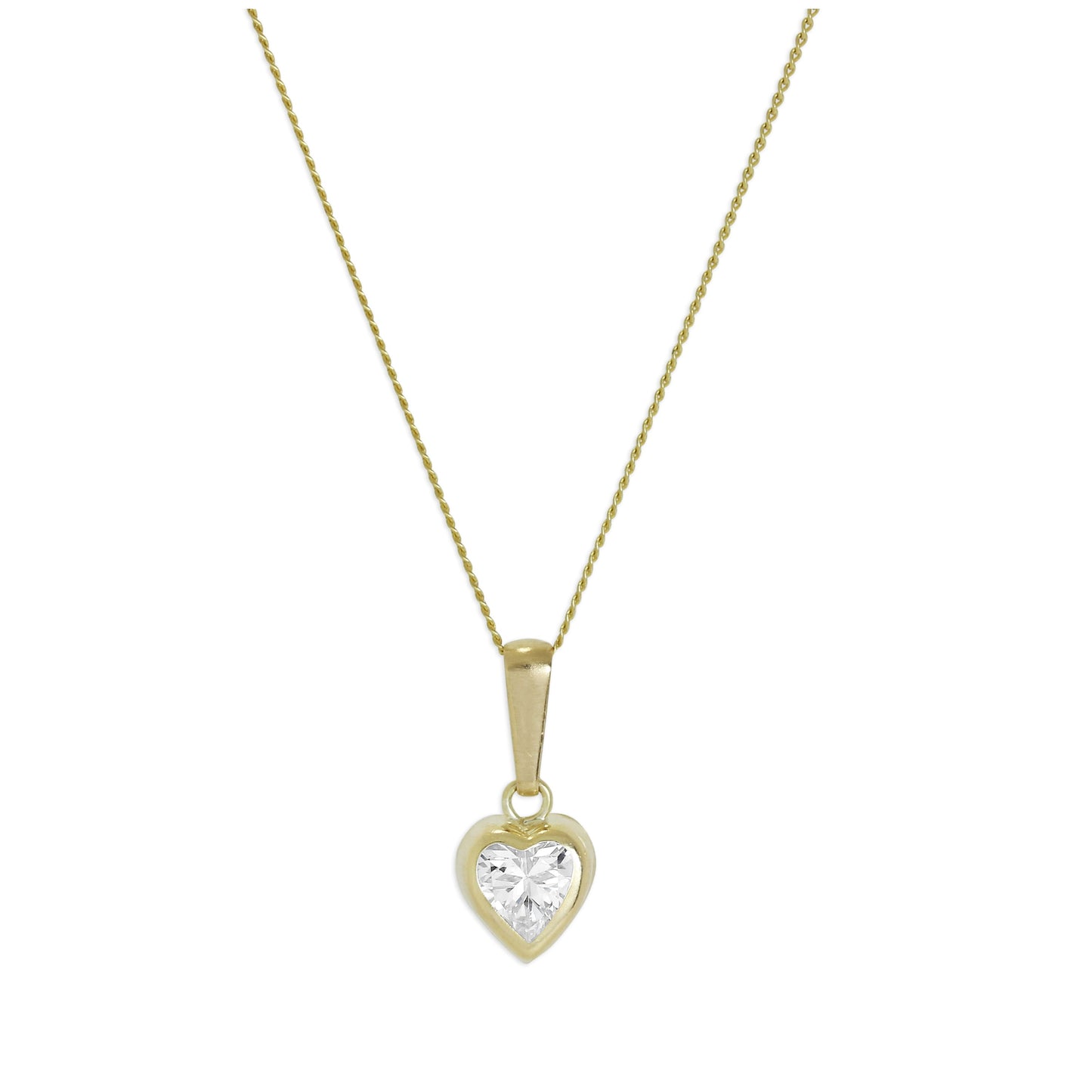Collier avec pendentif cœur en or 9 carats et cristal CZ transparent de 5 mm, 40 à 50 cm