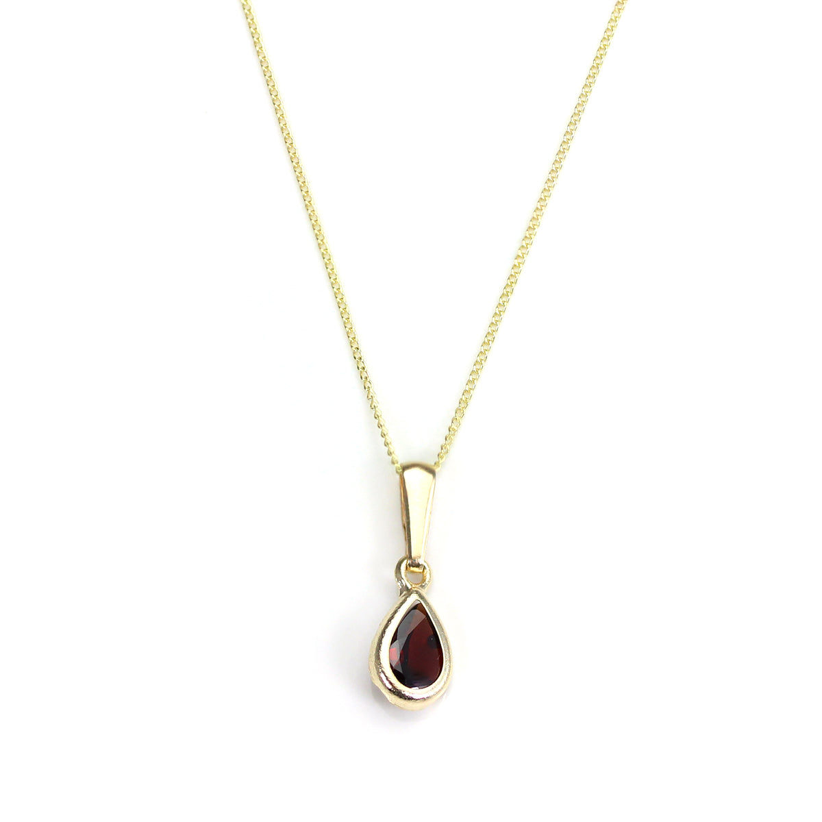 Pendentif en or 9 carats avec pierre de naissance de janvier et grenat