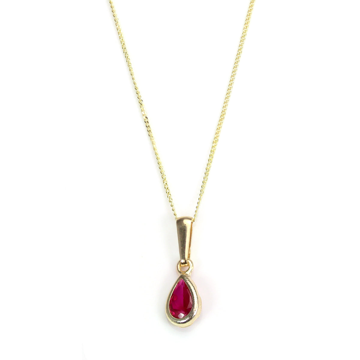 Pendentif en or 9 carats avec pierre de naissance en cristal de rubis de juillet