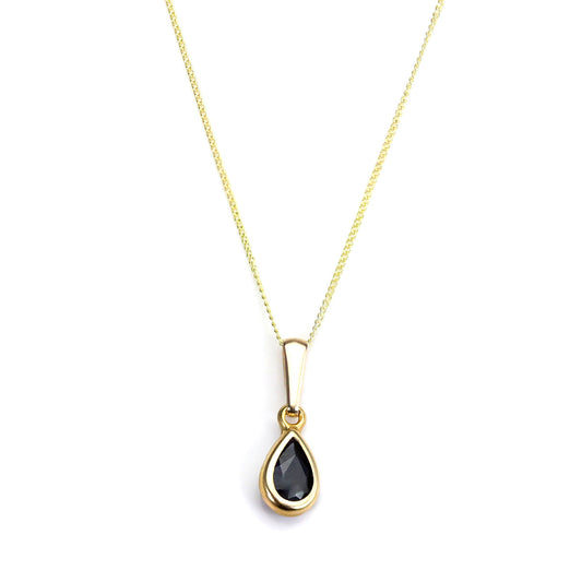 Pendentif en or 9 carats avec saphir et pierre de naissance de septembre