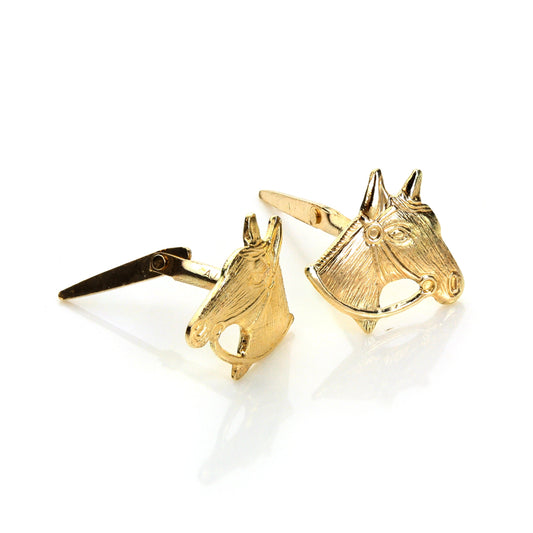 Boucles d'oreilles tête de cheval en or jaune 9 carats Andralok