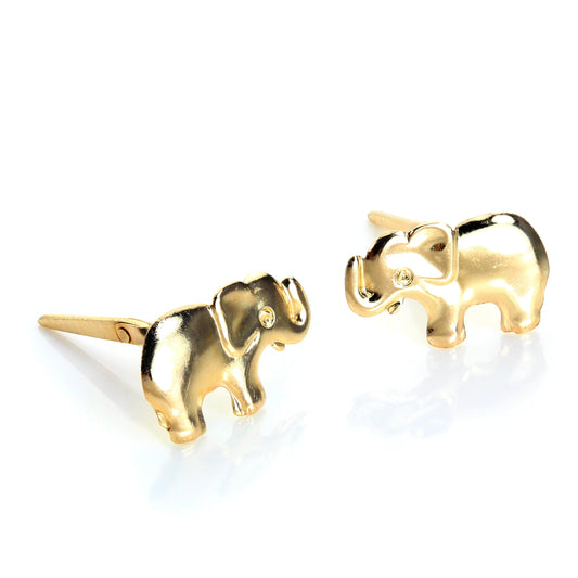Boucles d'oreilles à tige en or jaune 9 carats Andralok en forme d'éléphant