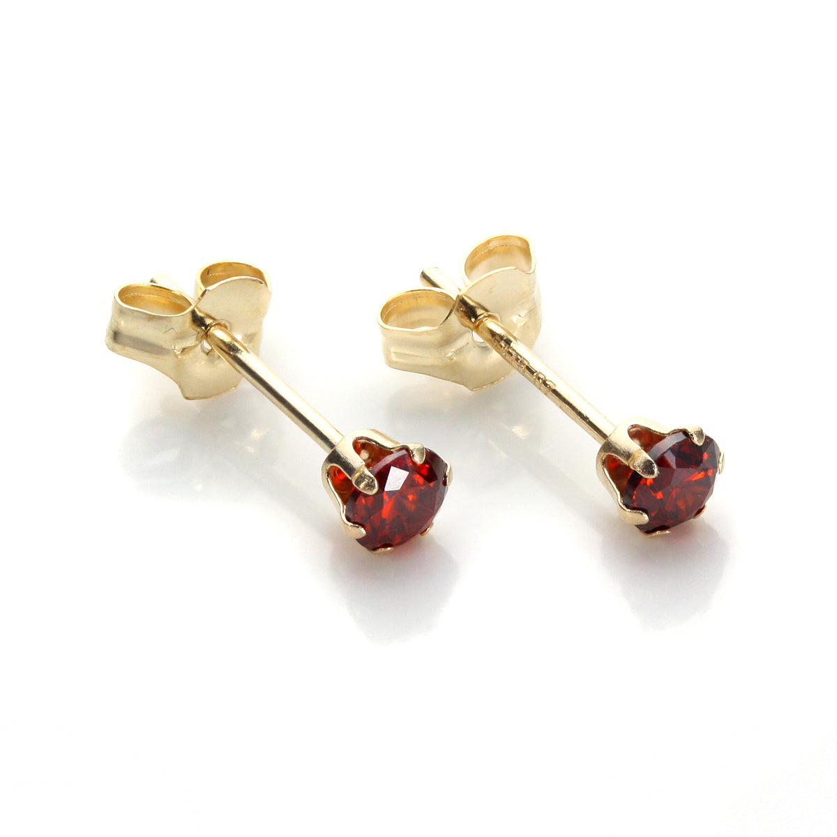 Boucles d'oreilles rondes en or jaune 9 carats avec cristaux de 3 mm