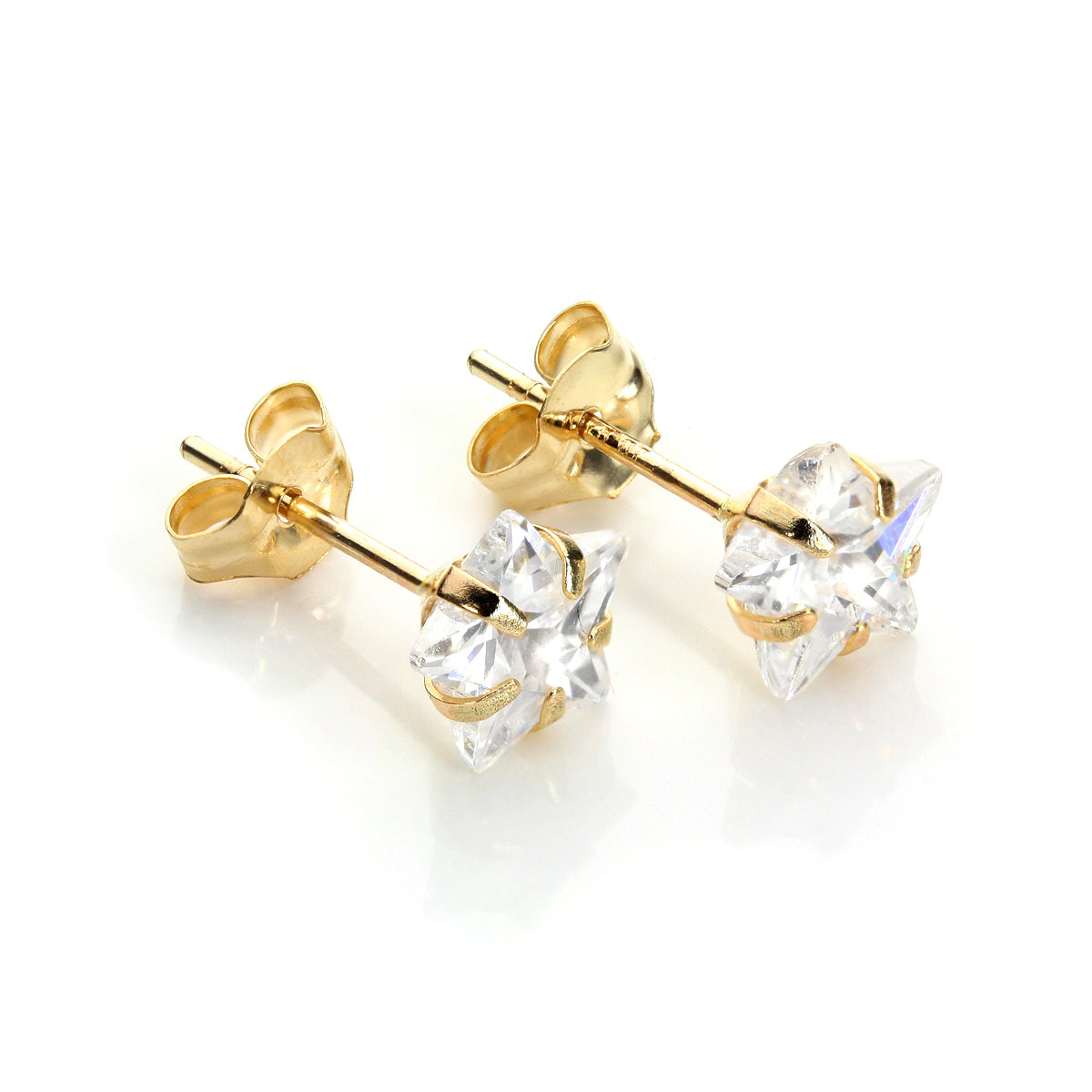 Boucles d'oreilles à tige en or jaune 9 carats avec cristaux de 6 mm et étoile