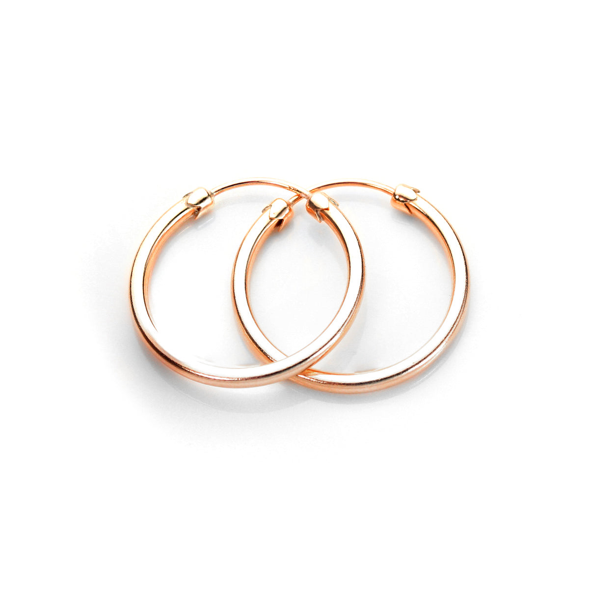 Boucles d'oreilles créoles en or rose 9 carats avec bouchon en tube uni de 20 mm à 26 mm
