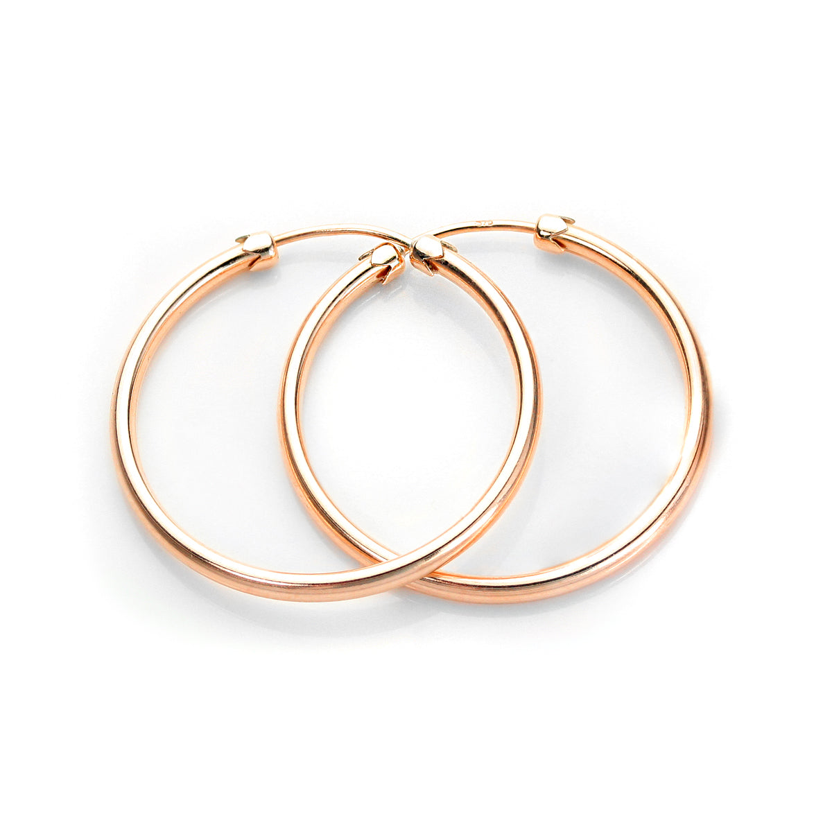 Boucles d'oreilles créoles en or rose 9 carats avec bouchon en tube uni de 20 mm à 26 mm