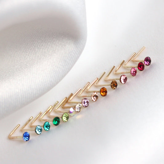 Piercing de nez en or jaune 9 carats avec cristal de 2 mm