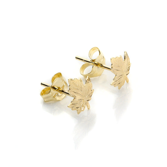 Boucles d'oreilles à tige en or jaune 9 carats avec petites feuilles