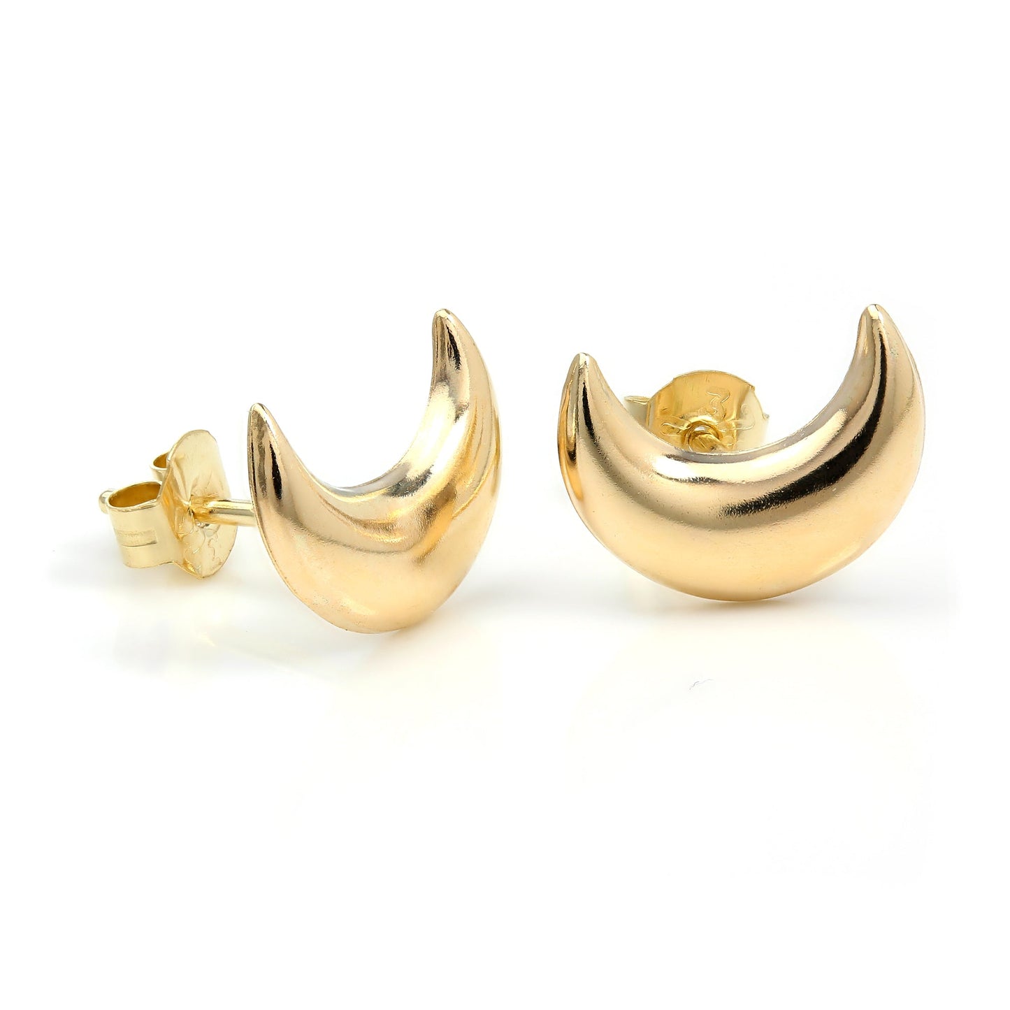 Boucles d'oreilles à tige en or jaune 9 carats en forme de croissant de lune