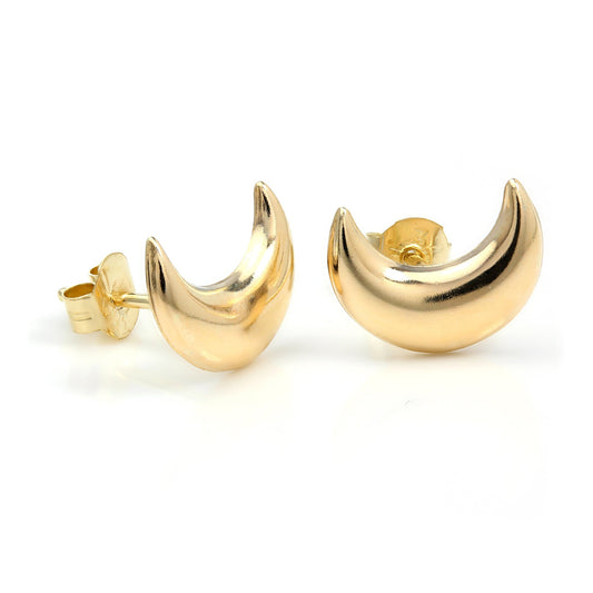 Boucles d'oreilles à tige en or jaune 9 carats en forme de croissant de lune