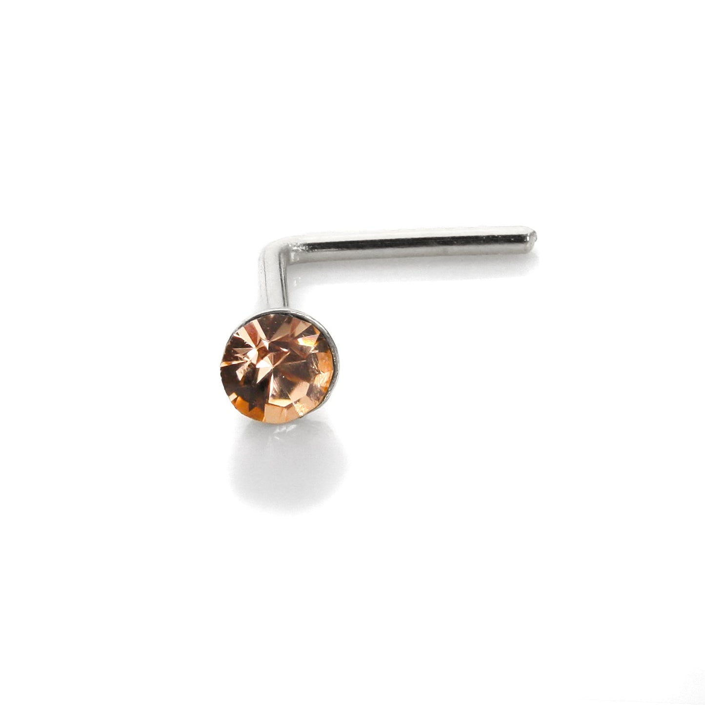 Piercing de nez en argent sterling avec cristal CZ rond de 2,8 mm