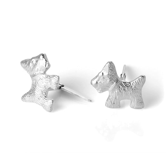 Boucles d'oreilles à tige Andralok en argent sterling représentant un chien écossais
