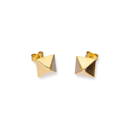 Boucles d'oreilles à tige pyramidales carrées en or 9 carats