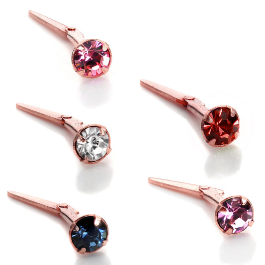 Piercing de nez Andralok en or rose 9 carats calibre 18 avec cristal CZ de 3 mm - 5 couleurs