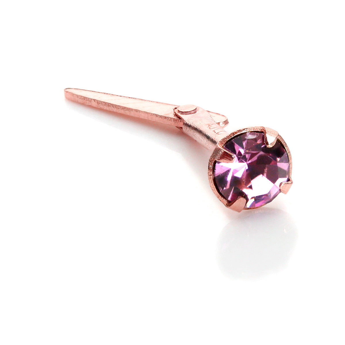 Piercing de nez Andralok en or rose 9 carats calibre 18 avec cristal CZ de 3 mm - 5 couleurs