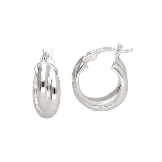 Boucles d'oreilles créoles en argent sterling à double torsion entrelacées