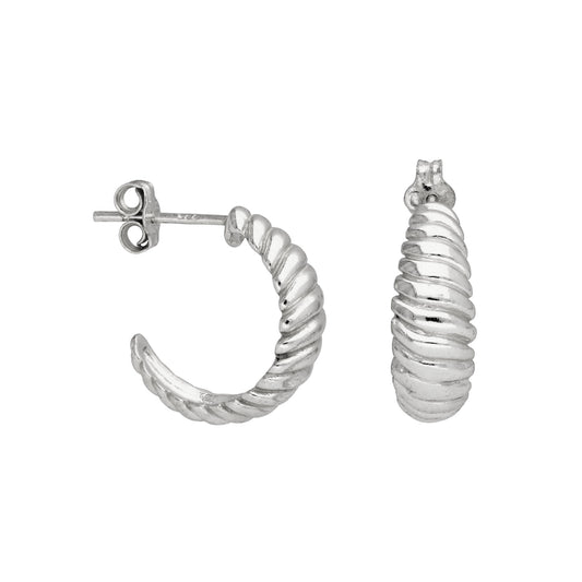 Boucles d'oreilles créoles ouvertes en argent sterling avec corde torsadée