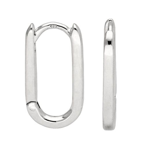 Boucles d'oreilles créoles ovales rectangulaires en argent sterling