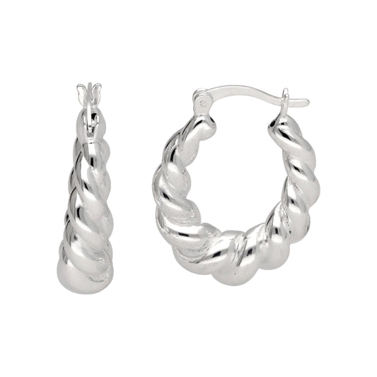 Boucles d'oreilles créoles en argent sterling avec corde torsadée