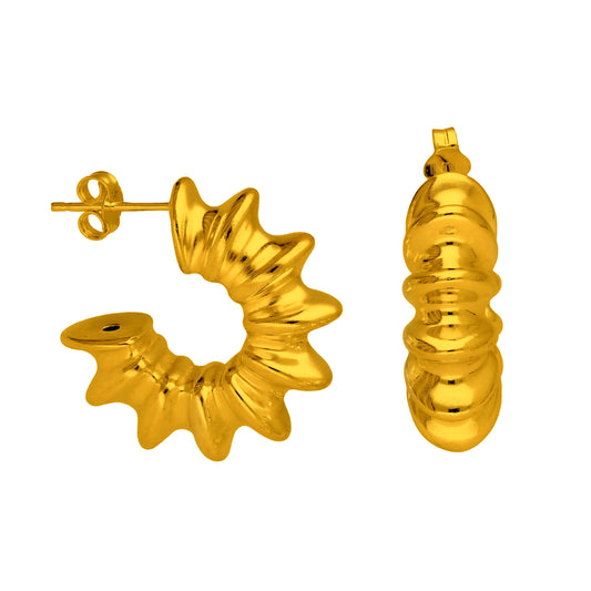 Boucles d'oreilles créoles ouvertes en argent sterling plaqué or