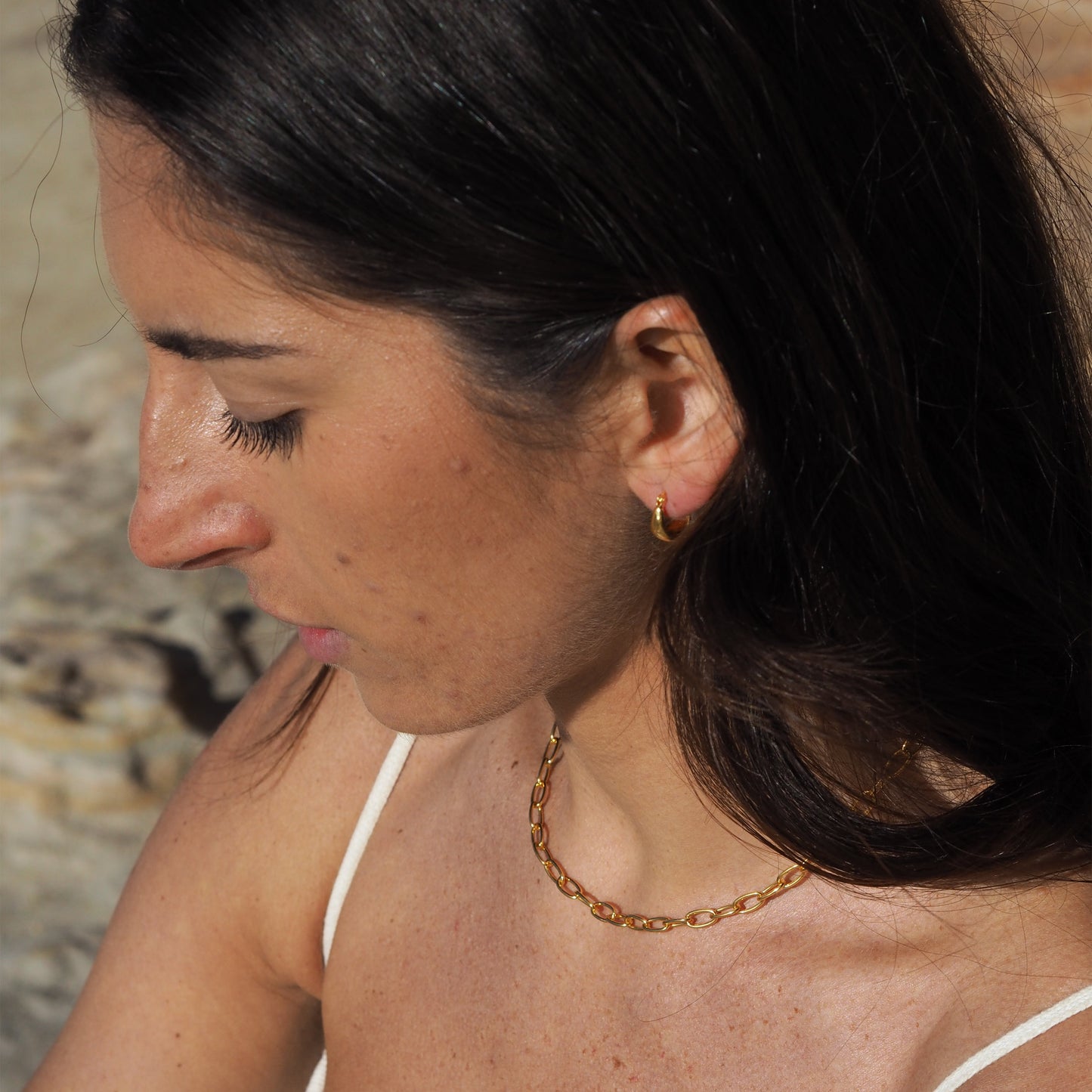 Collier ovale Belcher en argent sterling plaqué or - 45 cm
