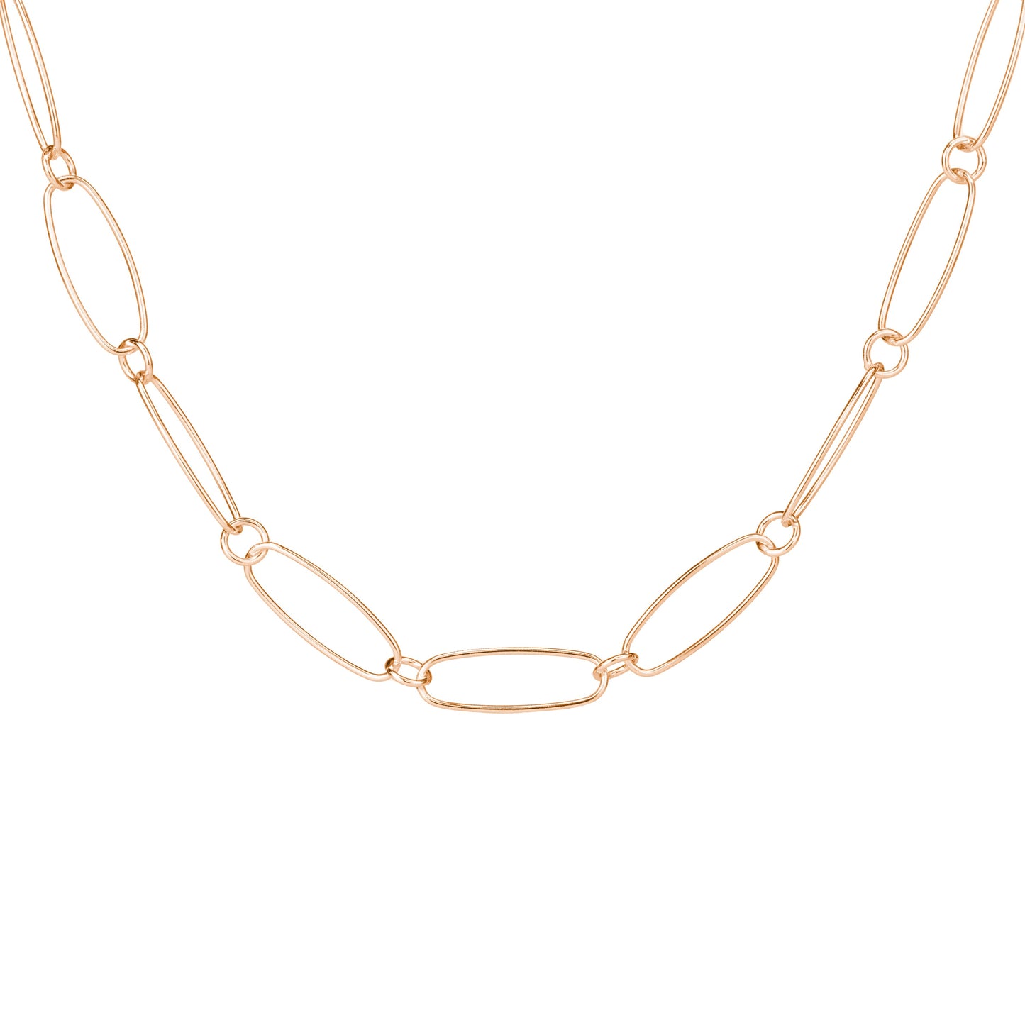Collier Figaro ovale en argent sterling plaqué or - 45 cm