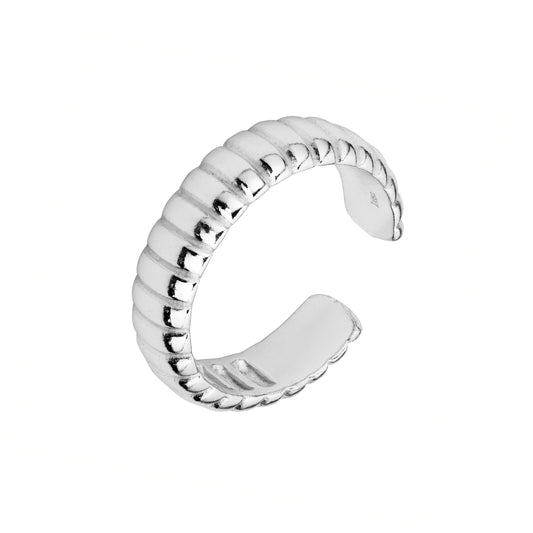 Bague ajustable en argent sterling massif texturé et strié