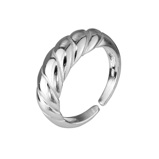 Bague réglable en argent sterling avec corde torsadée
