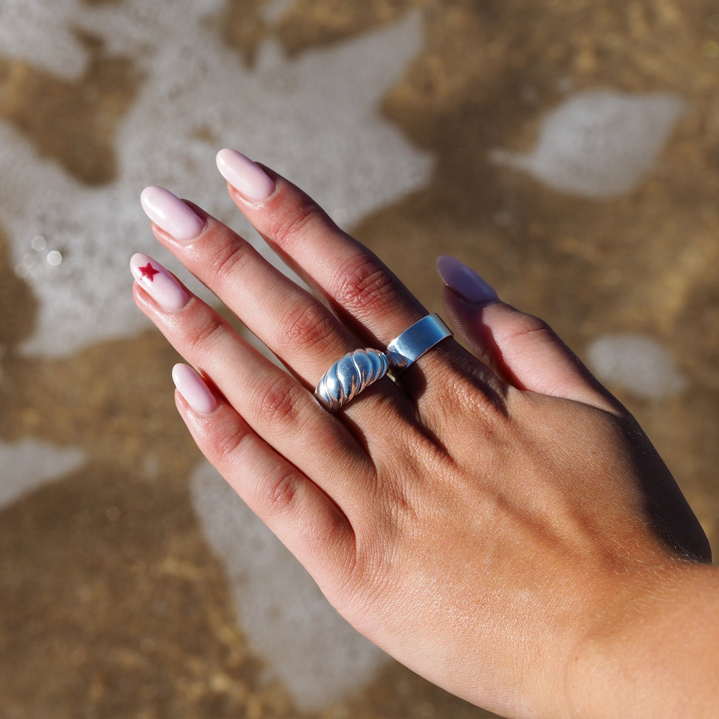 Bague ajustable en argent sterling avec corde torsadée épaisse