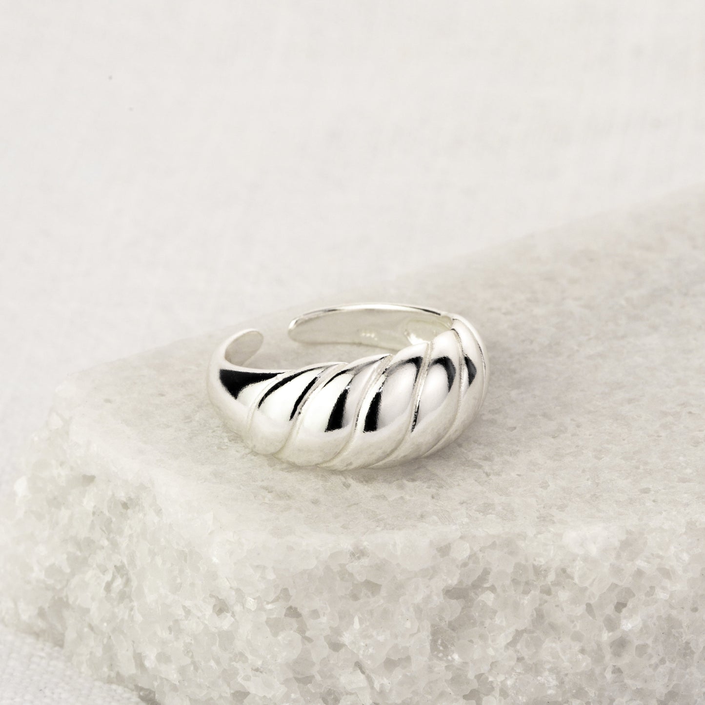 Bague ajustable en argent sterling avec corde torsadée épaisse