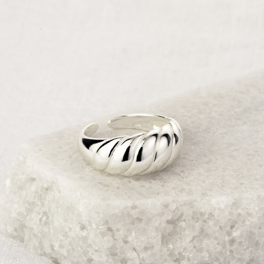Bague ajustable en argent sterling avec corde torsadée épaisse